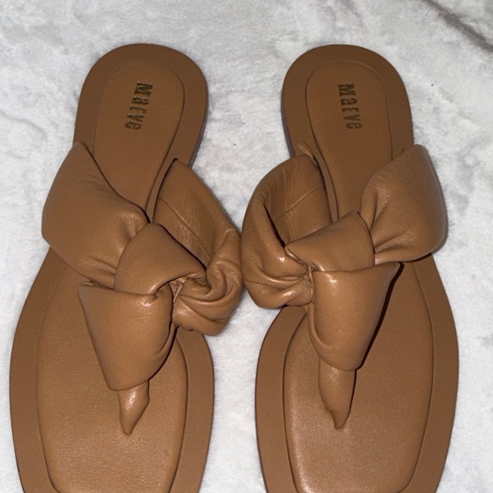 Maeve Cognac Knot Toe-Post Sandals